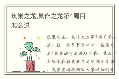 巢作之龍|筑巢之龙攻略完美流程